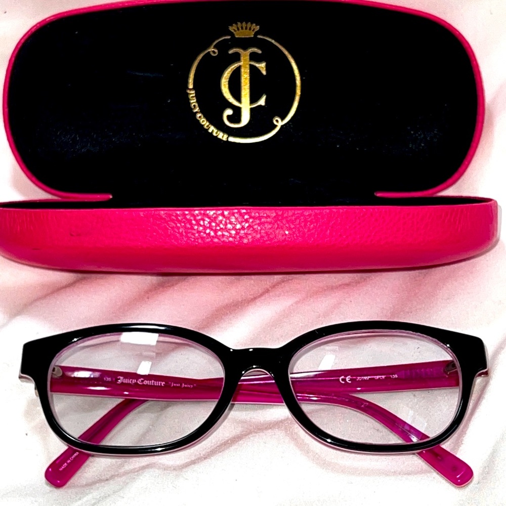 Juicy couture eyeglass frames pink black eyeglasses and case like new